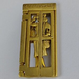 A.J.C Vintage Telephone Booth Brooch.